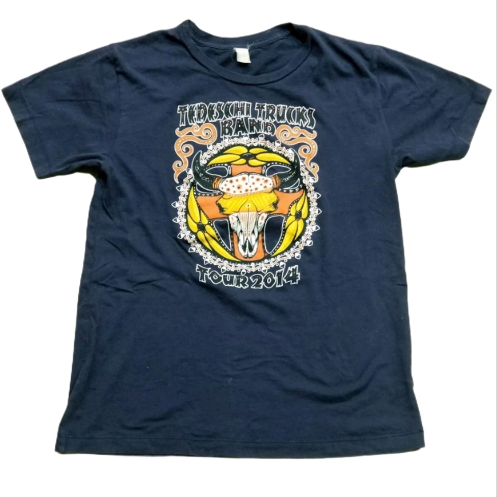 Tedeschi Trucks Band 2014 Tour T-Shirt Navy Blue Jeff Wood Concert Art Tee Small